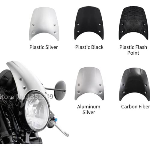 Carbon Fiber Metal Windshield Windscreen Compact Sport Wind Deflector For BMW R Nine T R9T 14-17 Headlight Fairing Visor Mask