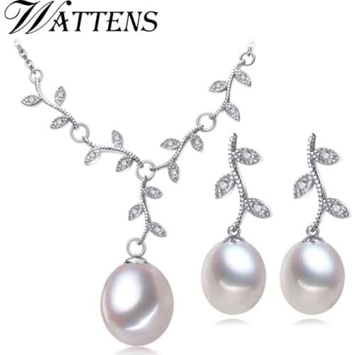 WATTENS Amazing jewelry freshwater pearl jewelry gift,retro jewelry set for women,natural pearl pendant Necklace and earrings