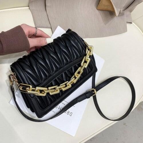 Women Crossbody Bag Lattic Flap Bags For Women 2020 Quality Leather Thick Chain Shoulder Messenger Bags Female Handbag And Purse