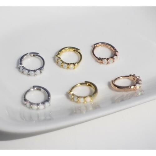 NEW 925 sterling silver earring fashion mini Opal stone ear bone ear buckle Personality trend sweet cute women girl ear jewelry