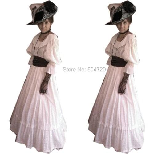 Tailored!Royal White long sleeves Duchess Queen Marie Antoinette Period Masquerade Theatre Civil war Gown dress HL-226