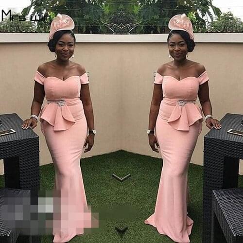 Mrs win Bridesmaid Dresses Mermaid Vestido Madrinha Off Sholder For Girls Under 50 Plus Size Sexy Long Wedding Party Dress HR060