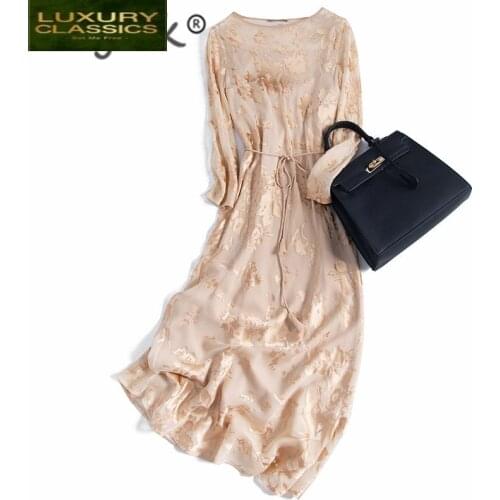 Women Vintage Summer Dress Clothes 2021 Boho Real Silk Long Vestidos Ladies Floral Pink Maxi Dresses Top Mujer Woman 0080