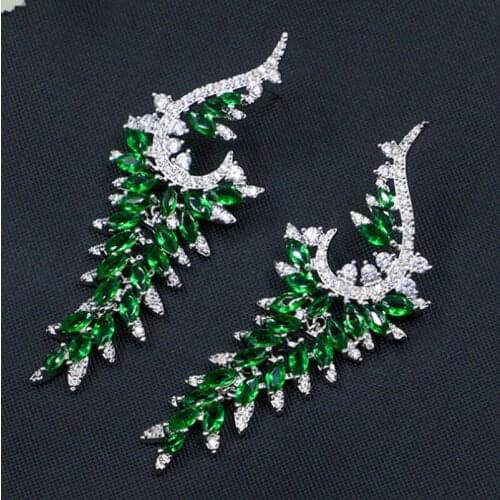 Zlxgirl bridal jewelry luxury brand AAA horse eye shape Cubic Zircon Stud Earring High End copper bridal Ears piercing jewelry