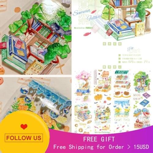 1 Loop 7cmx100cm Book Shop Washi Tape Sample Midsummer Festival Bright Pet