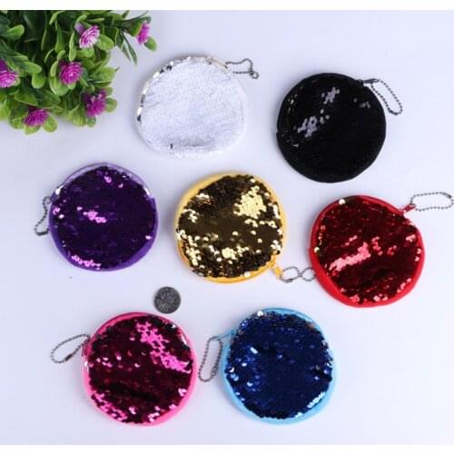 10cm Colorful Mini Mermaid Sequins Round Kids Coin Bags Pouch Wallet Purse Lovely Gift 9 Color can Choose SN1437