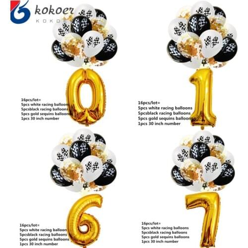 12 inch Sequins Black White Racing Flag Latex Balloons Checkered Ballon Baby Shower Decor Car Race Birthday Party Toys Gift
