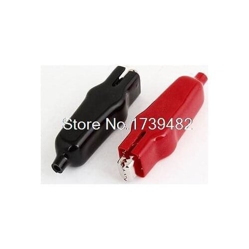 2 Pcs 20A Black Red Boot Electric Test Lead Alligator Clips Clamps