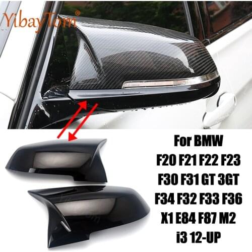 2pcs Horn Rearview Carbon Fiber Pattern Mirror Cover Caps Shell for BMW F20 F21 F22 F23 F30 F31 F32 F33 F34 F87 Accessories