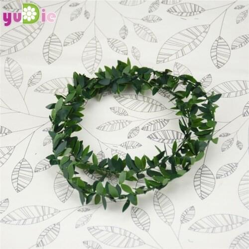 3.75M 150inch/pcs Silk Garland Green Leaf Iron Wire Artificial Flower Vine Rattan For Wedding Car Decoration DIY Wreath Flowers