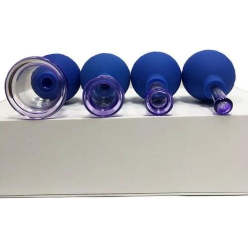 4Pcs/Set Rubber Head Glass Vacuum Cupping Cups Family Body Massage Suction Cans Home Health Care Tools Chinese Vacuum Therapy