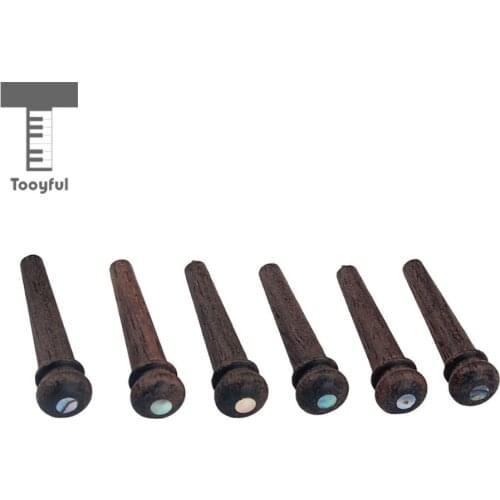 6 Pcs Rosewood Guitar Bridge String Pins Pegs with Inlay Dot for Acoustic Guitar