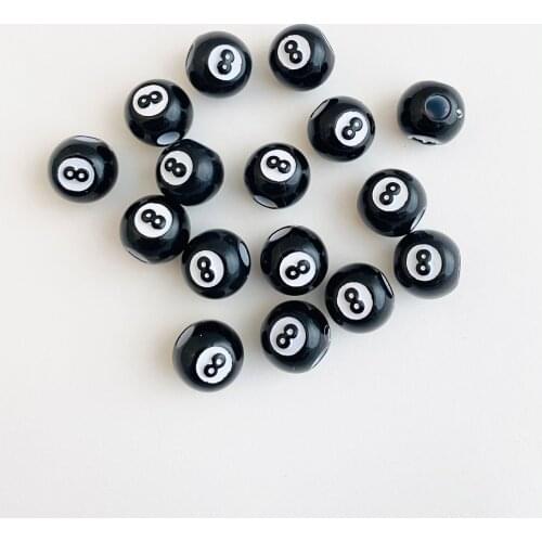 8 Ball Billiards Beads 4mm Holes Arrylic Big Hole Billiards Black 8 World Ball Acrylic Beads For Jewelry Making