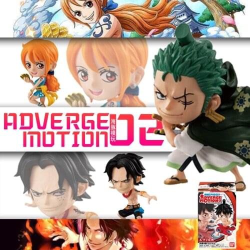 Bandai Genuine FW CANDY TOY ONE PIECE Adverge Motion 02 Nami Ace Shanks Luffy Action Figure Model Ornaments Toys