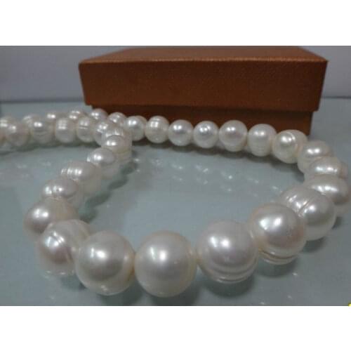 Free Shipping 9-10MM NATURAL SOUTH SEA WHITE BAROQUE PEARL NECKLACE 17"