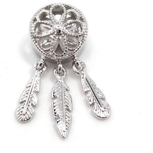 Free Shipping Dream Cather 100% Real Platinum Plated Copper Charms fit Original Bracelets Pandora Charms Jewelry Gift for women