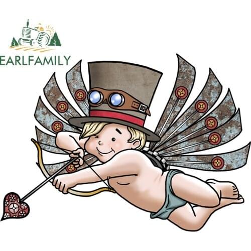 EARLFAMILY 13cm x 9.4cm for Cupid Car Stickers Creative Cute Decals Scratch-Proof Surfboard Bumper Decor Car Door Protector