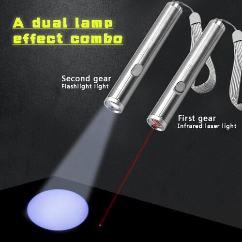 Cat Toys Mini Laser Pointer Interactive 2 in 1 Chaser Toy With Red Dot and Mini Flashlight to Scratching Training Tool for Cat