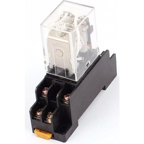 JQX-13F DC 6V Coil DPDT Electromagnetic Power Relay w Socket Base