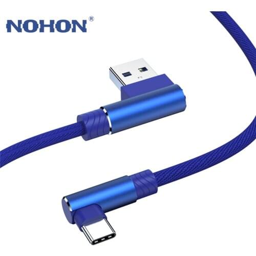 90 Degree Right Angled USB C fast Cable for Samsung S9 S10 S8 Huawei Quick Charge 3.0 Type C Charger Data long Cables USB-C Wire