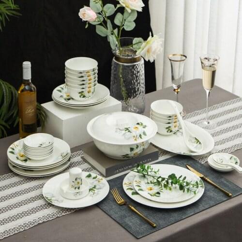 LingAo Jingdezhen ceramic wild lily, bowl, plate set customized wholesale