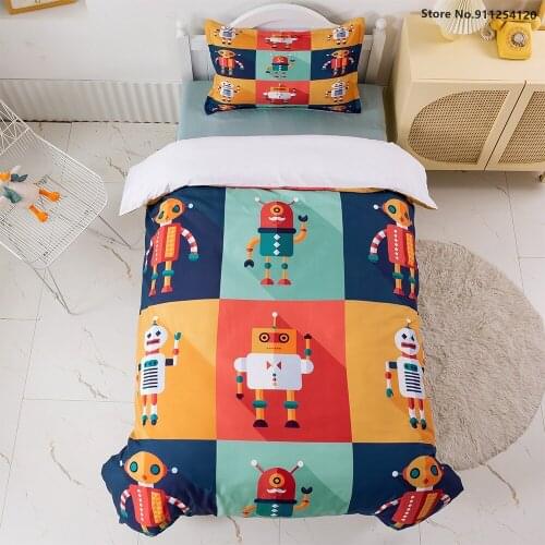 Robot Cartoon Duvet Cover Sets Single Double Queen King Size Luxury Bedroom Quilt Cover Bedding Sets Home Textiles No Sheet
