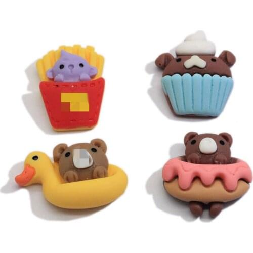 Cute French Fries Rabbit Hamburger Frog Cake Flatback Resin Cabochons Scrapbook Craft DIY Embellishments Jewelry Making Accessor