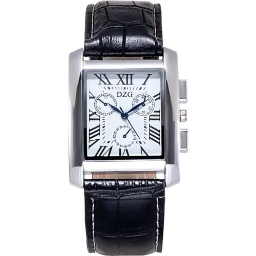 Men Watches Top Brand Luxury Black Square Original Quartz watch 2020 Male Wristwatch Rectangle Men watches Leather unique Clock
