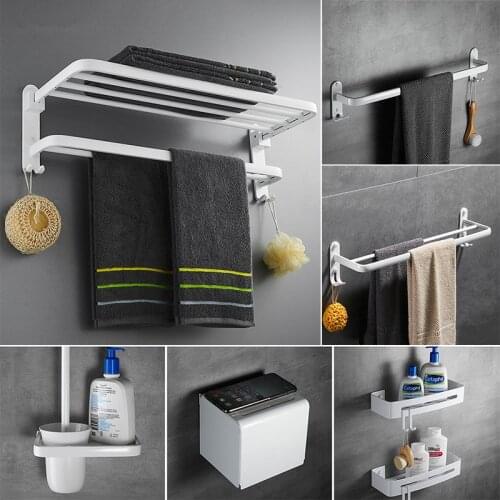 Bathroom Accessories Set White Corner Storage Shelf Towel Rack Towel Hanger Paper holder Holder Bath Hardware Sets