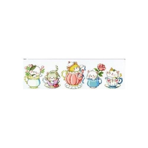 14/16/28/25CT/22CT Cross Stich Set Embroidery Needlework Craft Packages Cotton Fabric Floss New Counted Cute Cats G179