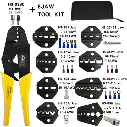 Crimping Pliers HS-03BC Crimping Tool Cap/Coaxial Cable Terminals Multifunctional Electrical Repair Kit