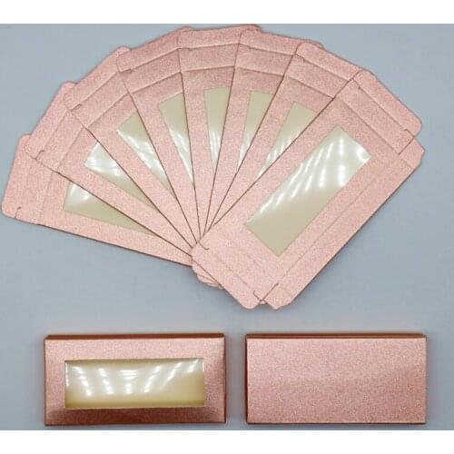 Wholesale Pink Paper Eyelash Packaging Box Lash Boxes Packaging Custom Logo for 10mm-25mm Mink Eyelashes Case Bulk