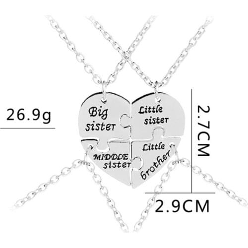 Big Middle Little Sister Necklaces Pendants For 4 Little Brother Necklace Family 4 Baby Birthday Gift Collar Necklace Jewelry