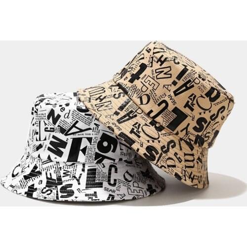 New Personality Graffiti Bucket Hat Letter Fisherman Hat Womens Panama Cap Hip-hop Unisex Street Dance Bob Outdoor Hiking Hat