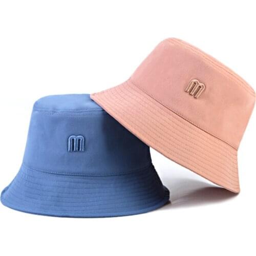Fashion M Letter Embroidery Outdoor Sun Caps Spring Summer New Bucket Hats For Men Women Simple Wild Fisherman Hat Korean
