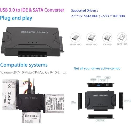 USB 3.0 to IDE & SATA Easy Driver Converter External Hard Driver Adapter Kit 2.5"/3.5" Cable