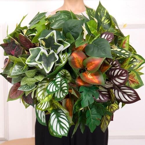 5 Fork Plastic Floristics Artificial Plants Greenery Water Grass Wedding Home Party Decoration Table Decors Fake Flowers Wall