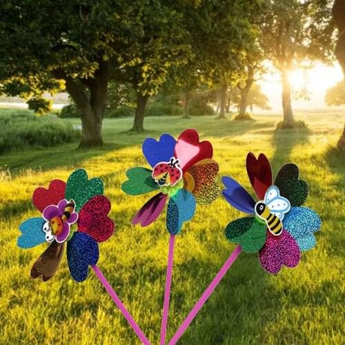 6 Pcs Plastic Laser Sequin Windmill Toy Colorful Windmill Supplies Garden Decoration Small Gift Childrens Toys