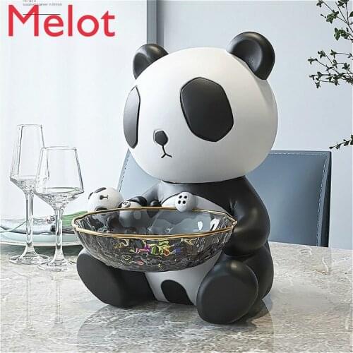 Luxury Chinese Tea Table Snack Plate Panda Decorative Tray Cartoon Tea Tray Key Decoration Creative Jewelry Dish