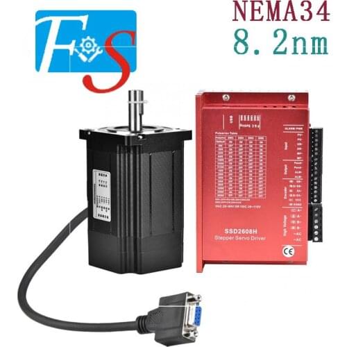 CNC Servo Stepper Motor 86mm Nema34 Closed Loop Stepper Motor 8.2N.m YK286EC118A1 with Driver SSD2608H Step Motor driver