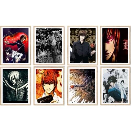 Death Note Japanese Anime Fan Art Night Rem Assorted Canvas Wall Art Poster,8 x 10 Inches,No Frame,Set of 8