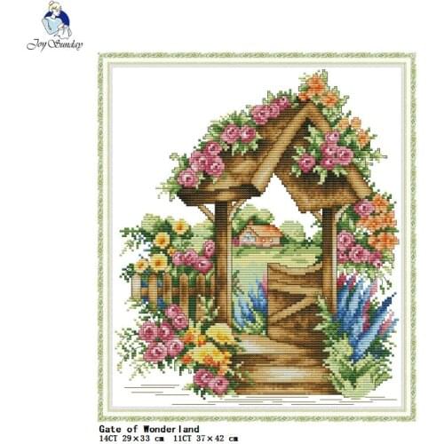 Gate to Wonderland Cross Stitch 14ct 11ct counted printing embroidery set DIY flower Pattern sewing bag home decoration painting