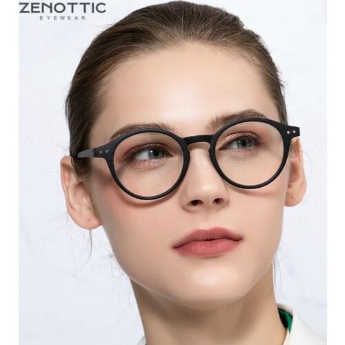 ZENOTTIC Anti Blue Light Reading Glasses Men Women Retro Round Frame Reading Glasses Optical Degree Hyperopia Eyewear Frames