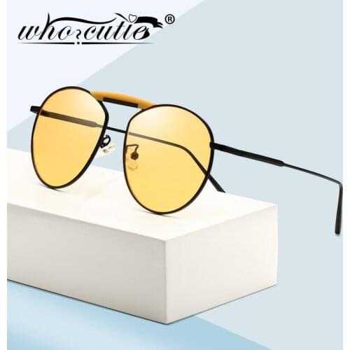 Korea Fashion Trendy Pilot Sunglasses for Women Men 2019 Brand Design Retro Vintage Yellow Blue Lens 90s Sun Glasses Shades S125
