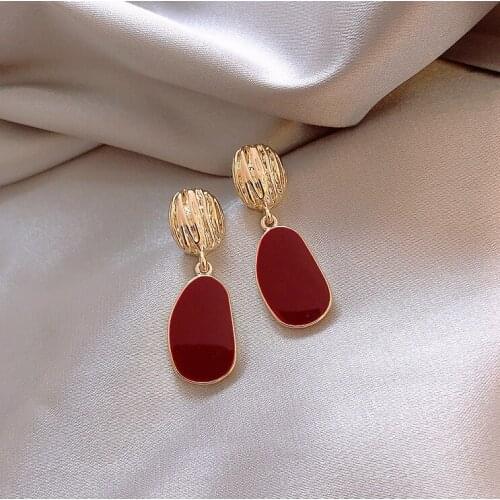 New arrival unique design burgundy drop earrings creative fashion birthday gift exaggerated statement earrings for women