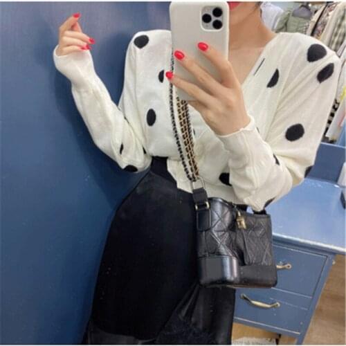 Womens Short Cardigan Sweater Casual Retro Polka Dot Slim Sling Sun Protection Jackets Thin Knit Two-piece Set Sweaters Female