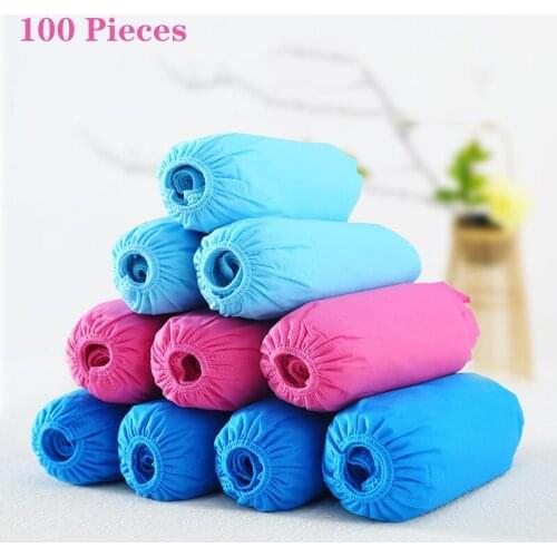 100 Pcs Non-Woven Fabric Thickened Anti-Slip Shoe Covers Disposable Shoes Covers Indoor Cleaning Floor Dustproof Shoe Cover