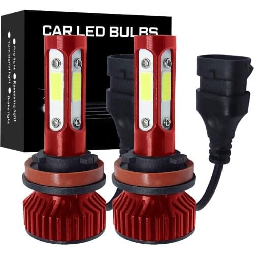 2Pcs H11 4 Sides Cob H7 H8 HB3 9005 HB4 9006 Led Headlights 10000LM Car Light Bulbs Auto Fog Lamp 8000K 6000K No Fan Mini Led V4