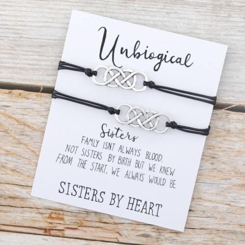 2Pcs/Set Unbiological Sister Friendship Bracelet Best Friend Matching Infinity Soul Sister Bracelet Set Best Friend BFF Gifts