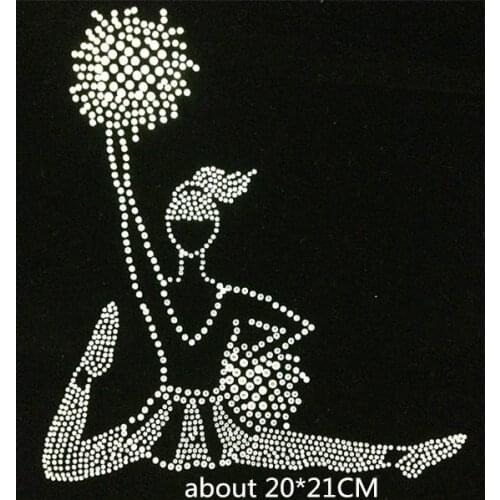 2pc/lot Cheer dance hot fix rhinestone transfers iron on rhinestone transfer designs hot fix rhinestone applique